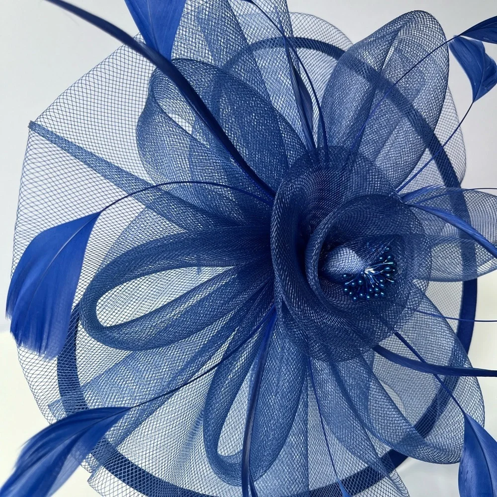 NEW Fascinator Royal Blue Hat - Picture 5 of 12